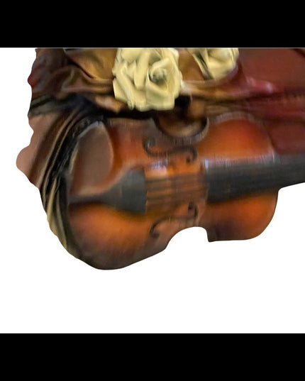 VTG High Relief Handmade leather Violin & flowers Hanging  heavy 3D picture