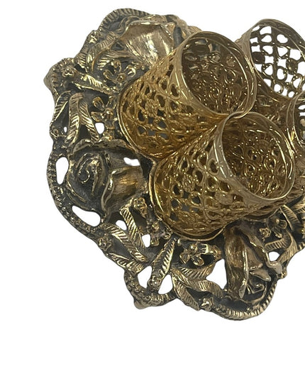 Vintage Matson Hollywood regency gold roses Metal Lipstick Holder vanity
