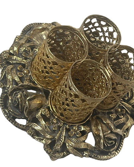 Vintage Matson Hollywood regency gold roses Metal Lipstick Holder vanity