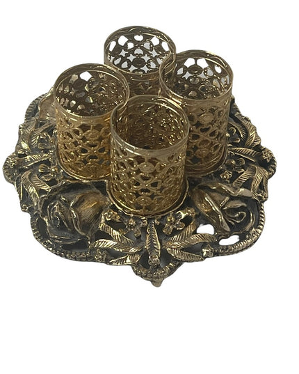 Vintage Matson Hollywood regency gold roses Metal Lipstick Holder vanity