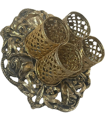 Vintage Matson Hollywood regency gold roses Metal Lipstick Holder vanity