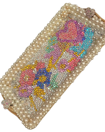 Ceramic Bedazzled embellished Artisan Dresser table tray crystals pearl handmade
