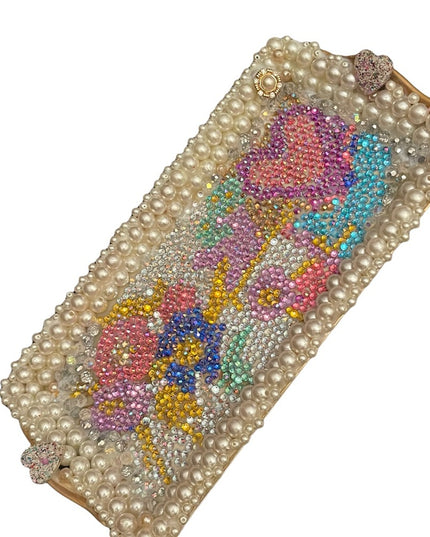 Ceramic Bedazzled embellished Artisan Dresser table tray crystals pearl handmade