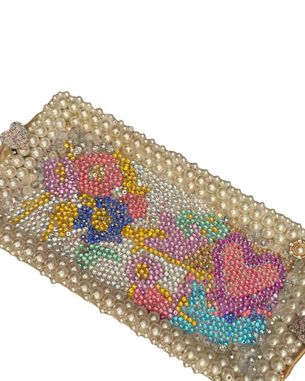 Ceramic Bedazzled embellished Artisan Dresser table tray crystals pearl handmade