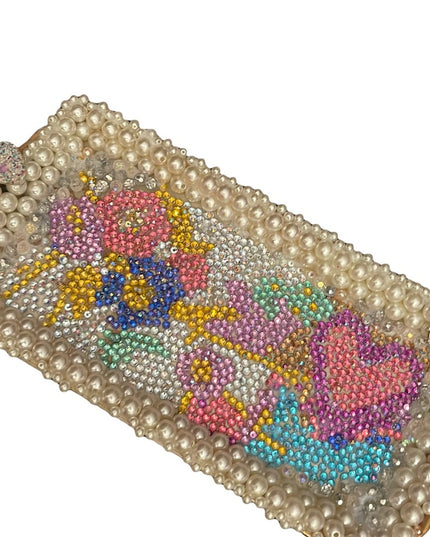 Ceramic Bedazzled embellished Artisan Dresser table tray crystals pearl handmade