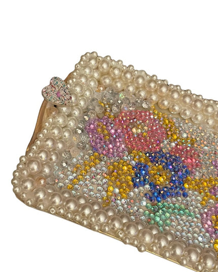 Ceramic Bedazzled embellished Artisan Dresser table tray crystals pearl handmade
