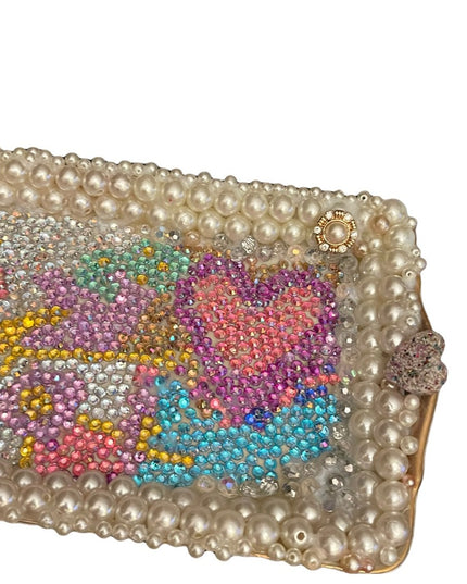 Ceramic Bedazzled embellished Artisan Dresser table tray crystals pearl handmade