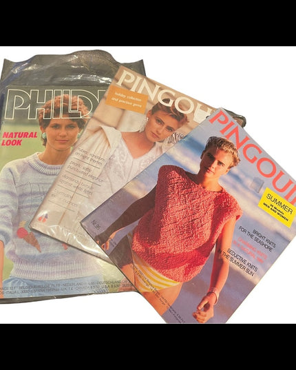 Lot of 3 vintage Phildar Pingouin Knitting magazines 95 91 96 VG Cond