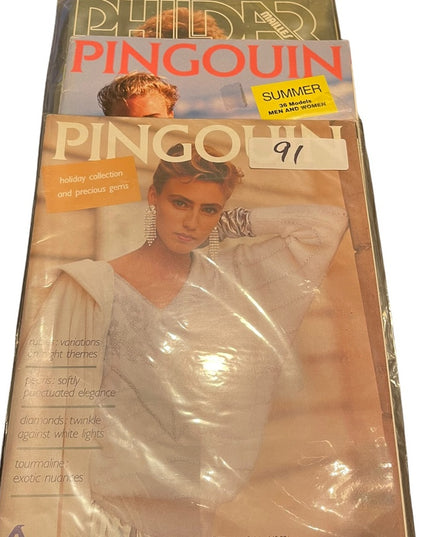 Lot of 3 vintage Phildar Pingouin Knitting magazines 95 91 96 VG Cond