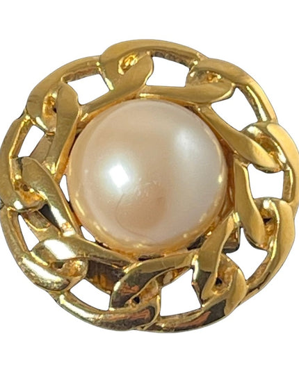 Vintage gold BUTLER faux pearl scarf clip 1980s FAC
