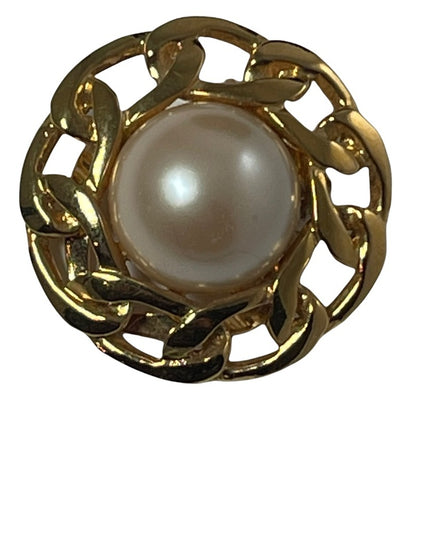 Vintage gold BUTLER faux pearl scarf clip 1980s FAC
