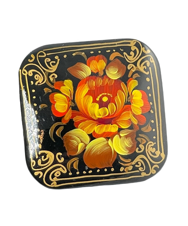 Vintage Handpainted flower Russian Tourist brooch