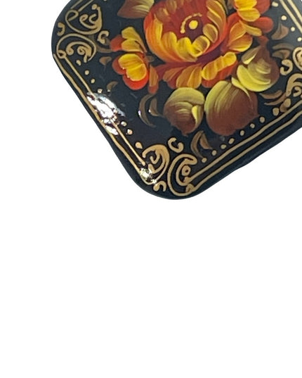 Vintage Handpainted flower Russian Tourist brooch