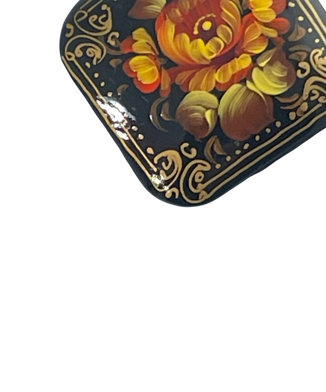 Vintage Handpainted flower Russian Tourist brooch