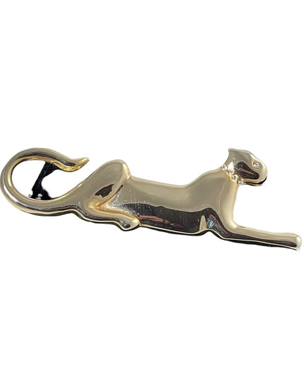 Gold cougar with crystal accent brooch