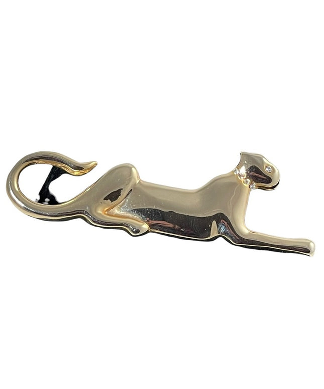 Gold cougar with crystal accent brooch