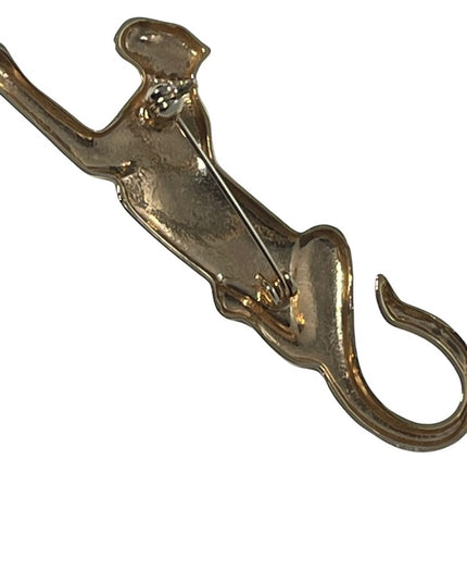 Gold cougar with crystal accent brooch