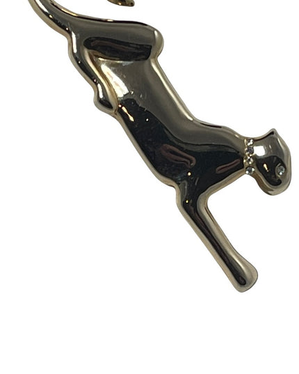 Gold cougar with crystal accent brooch