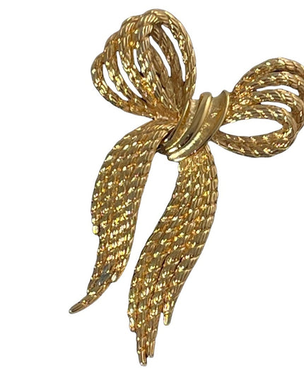Vintage MONET gold bow ribbon brooch 1980s