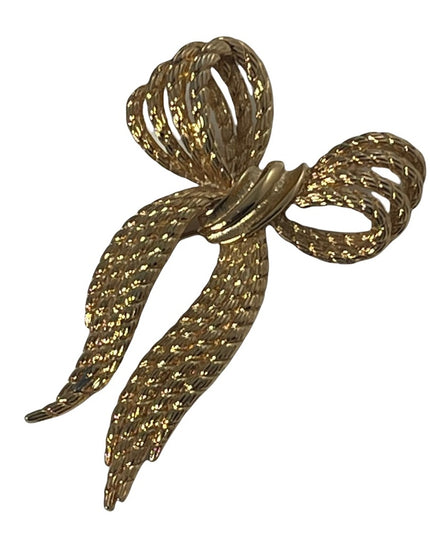 Vintage MONET gold bow ribbon brooch 1980s