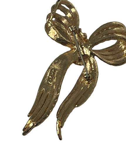 Vintage MONET gold bow ribbon brooch 1980s
