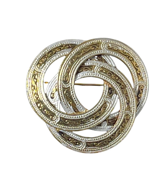 Vintage Damascene Spain gold plate infinity brooch