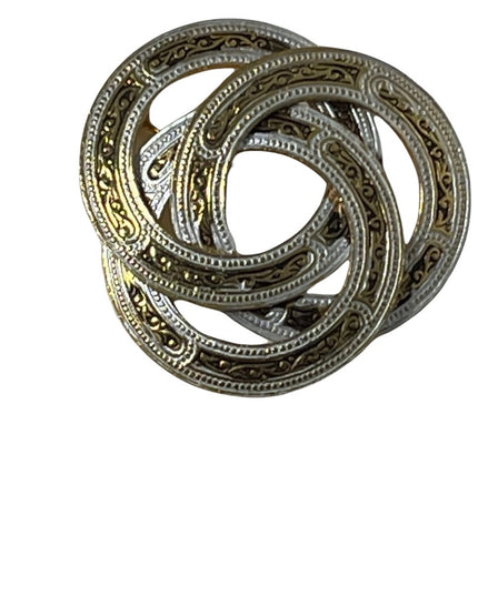 Vintage Damascene Spain gold plate infinity brooch