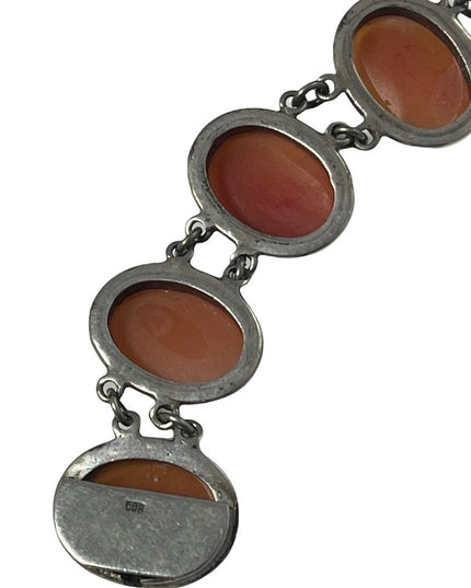 Vintage 800 Silver 7.5” Cameo link Bracelet
