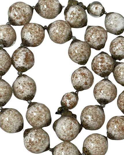 Venetian MURANO Glass LG Bead Necklace Vintage copper spun Italian