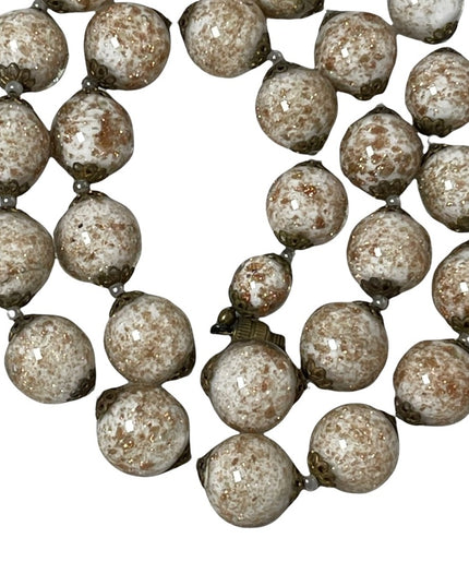 Venetian MURANO Glass LG Bead Necklace Vintage copper spun Italian