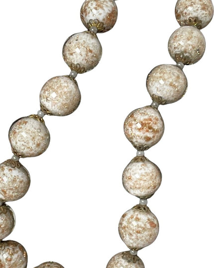 Venetian MURANO Glass LG Bead Necklace Vintage copper spun Italian