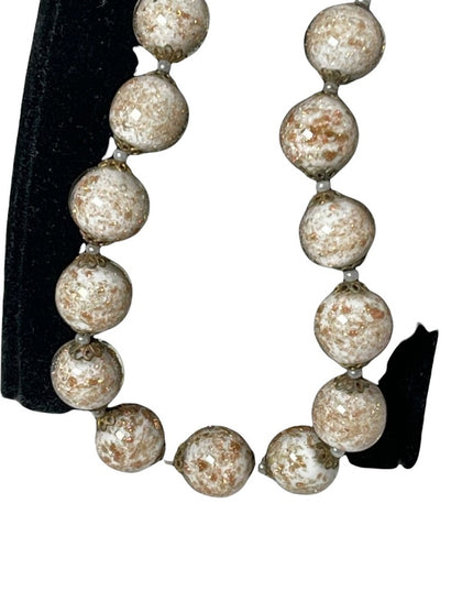 Venetian MURANO Glass LG Bead Necklace Vintage copper spun Italian