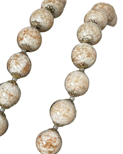 Venetian MURANO Glass LG Bead Necklace Vintage copper spun Italian
