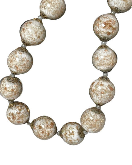 Venetian MURANO Glass LG Bead Necklace Vintage copper spun Italian