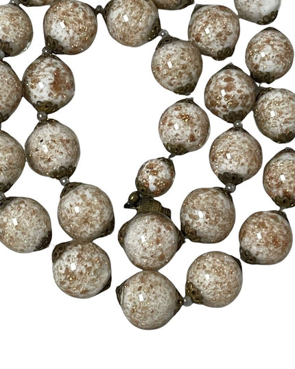 Venetian MURANO Glass LG Bead Necklace Vintage copper spun Italian
