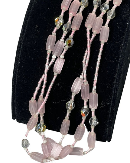 Vintage pink Crystal CZECH glass 3 strand necklace 1950s