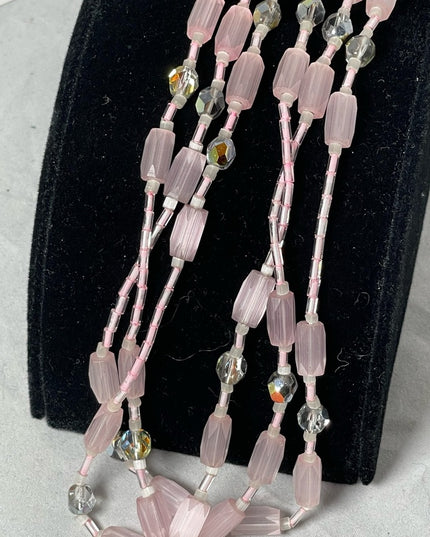 Vintage pink Crystal CZECH glass 3 strand necklace 1950s