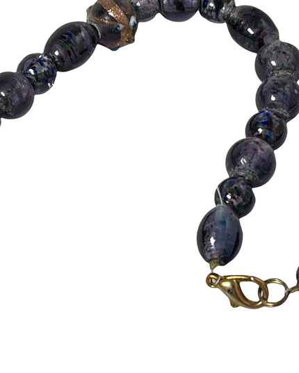 Vintage 1960s Purple glass Murano Italian wedding cake bead necklace 18”