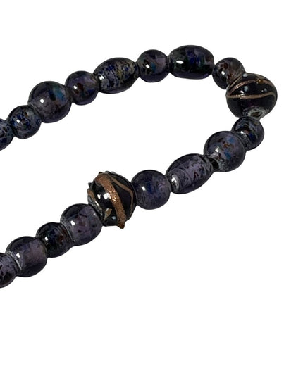 Vintage 1960s Purple glass Murano Italian wedding cake bead necklace 18”