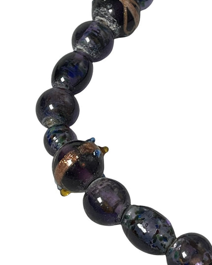 Vintage 1960s Purple glass Murano Italian wedding cake bead necklace 18”