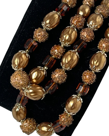 Vintage resin plastic 1950s pearlescent brown hues 2 strand necklace
