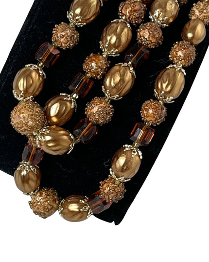 Vintage resin plastic 1950s pearlescent brown hues 2 strand necklace