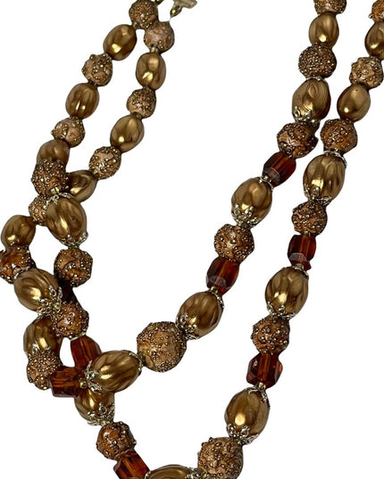 Vintage resin plastic 1950s pearlescent brown hues 2 strand necklace