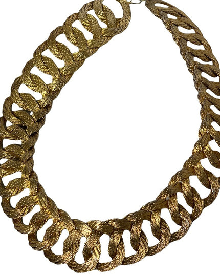 Vintage 1960s  Heavy gold twist Large choker necklace Chain mesh collar  GREEK