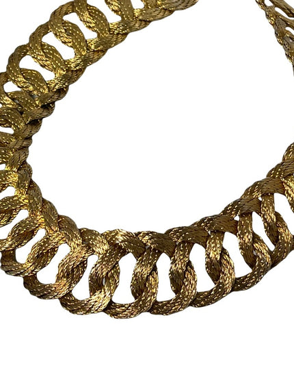 Vintage 1960s  Heavy gold twist Large choker necklace Chain mesh collar  GREEK
