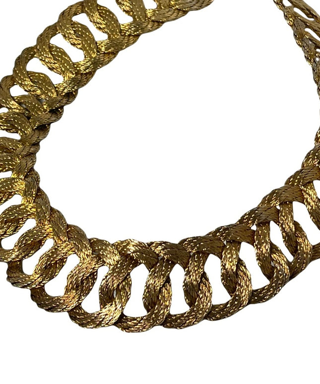 Vintage 1960s  Heavy gold twist Large choker necklace Chain mesh collar  GREEK