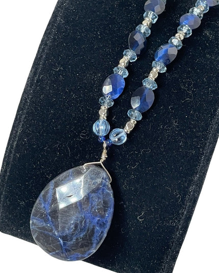 Vintage artisan Lapis Lazuli & crystal necklace