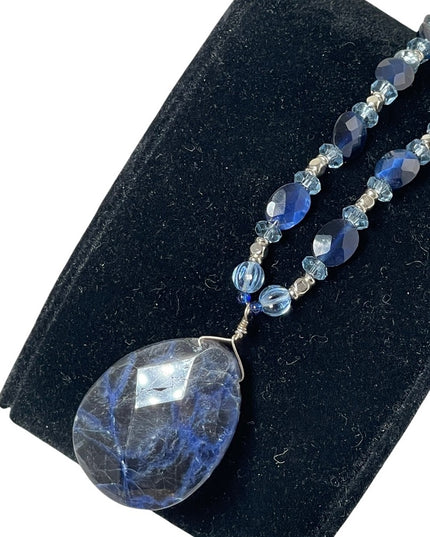 Vintage artisan Lapis Lazuli & crystal necklace