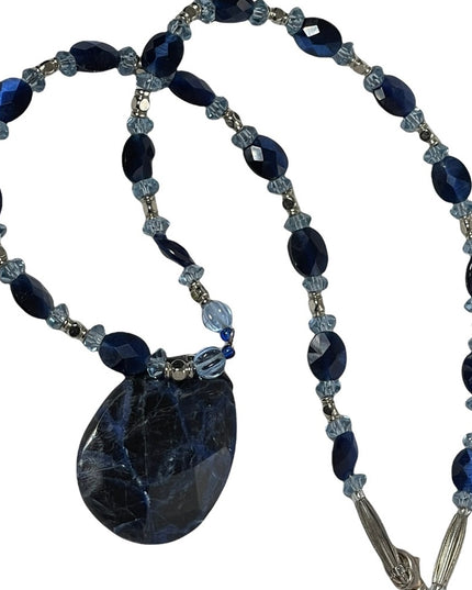 Vintage artisan Lapis Lazuli & crystal necklace