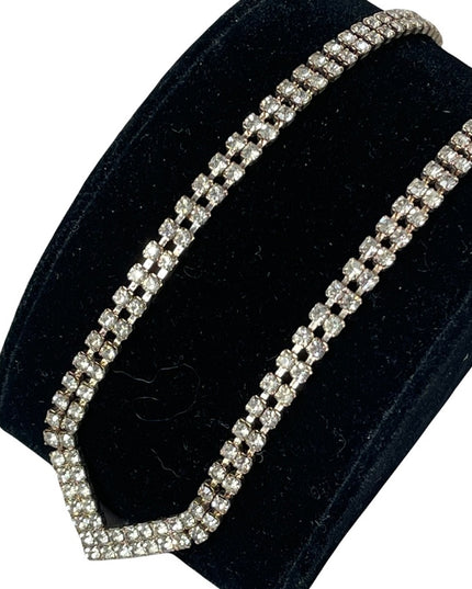 Vintage 1960s fancy crystal chevron arrow design 18” necklace
